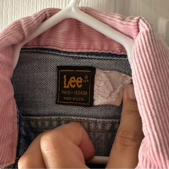Lee Vintage Girl’s Denim Jacket Pink Corduroy Collar Size 8 - Picture 3 of 13